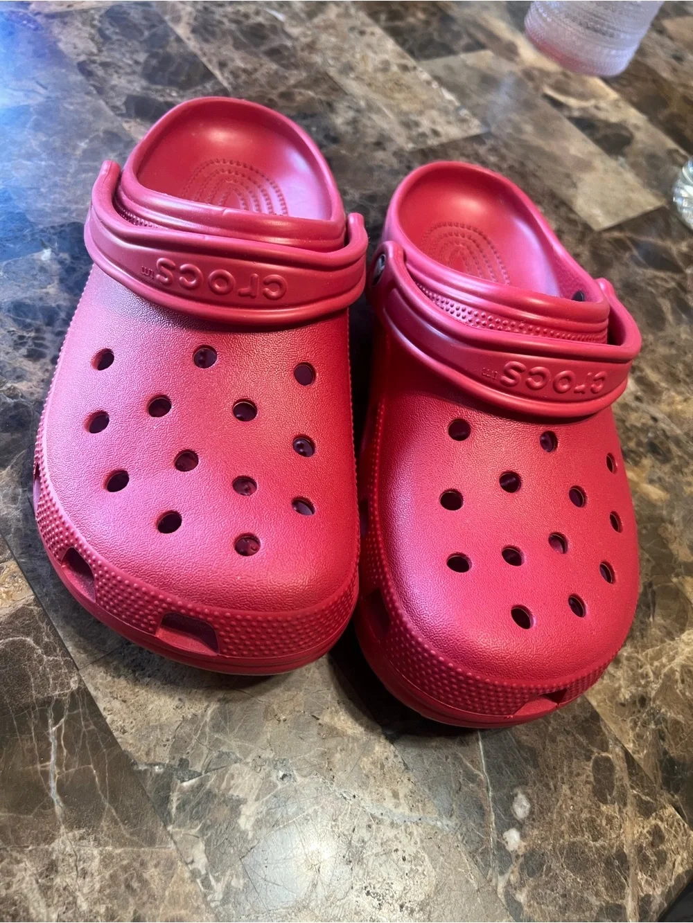 CROCS Classic Platform Clogs in Bright Red